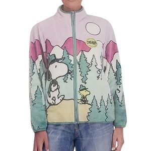 Character Jacket Women Snoopy Zip Front Scenic Cozy Winter NWT